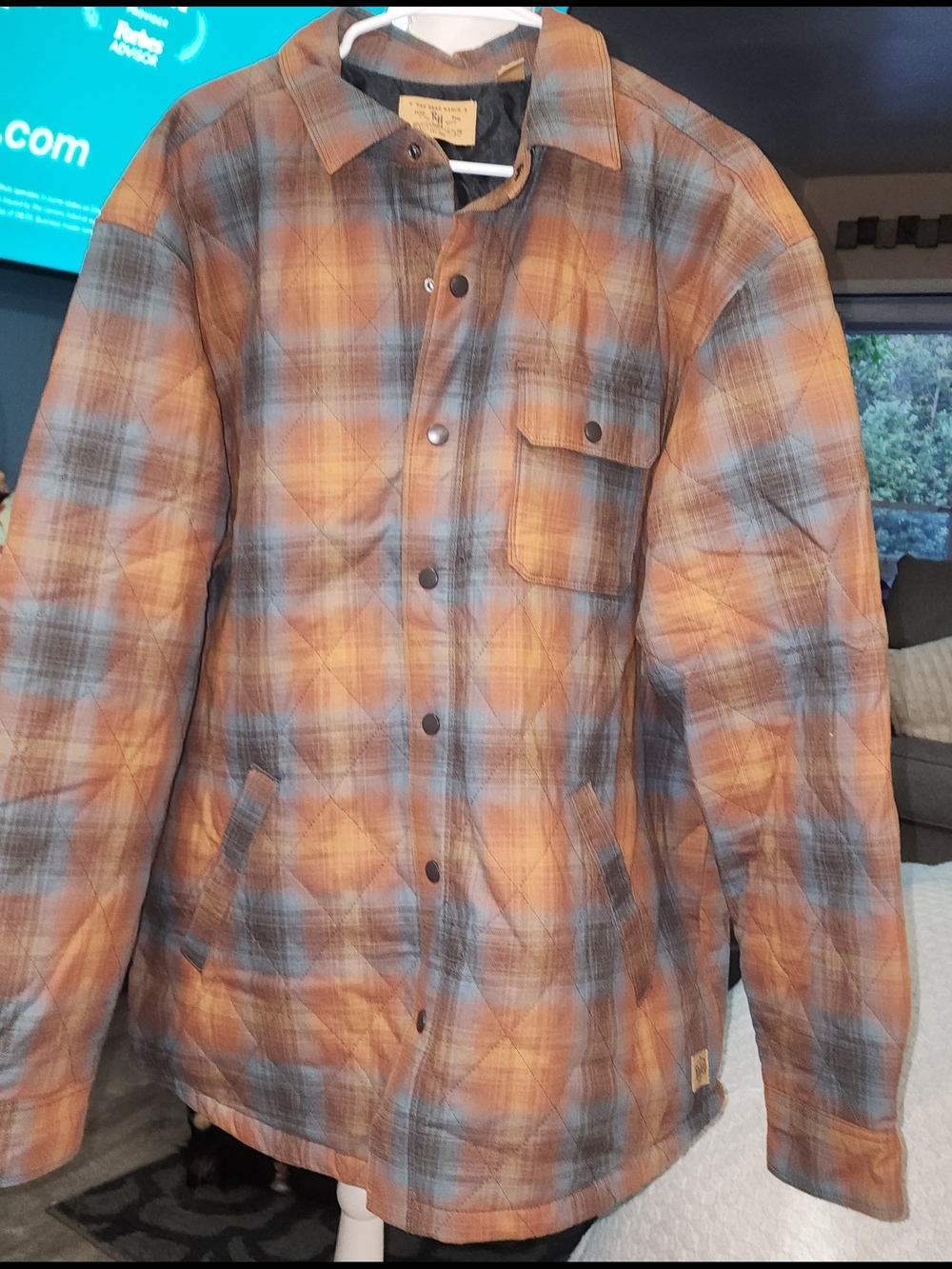 RedHead Plaid Shirt Jacket in Rust & Slate Blue Sz XL